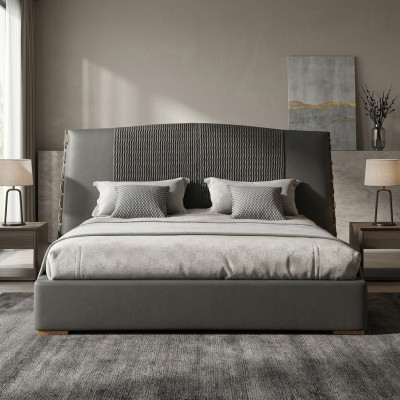 Luxus Bett Holz Betten Bettrahmen Grau Doppel Bettgestell Betten Doppelbetten-