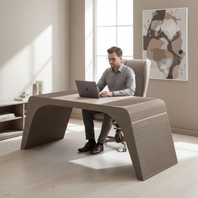 Arbeitszimmer buro Luxus Schreibtisch mit Computerstühl Büromöbel Modern Beige