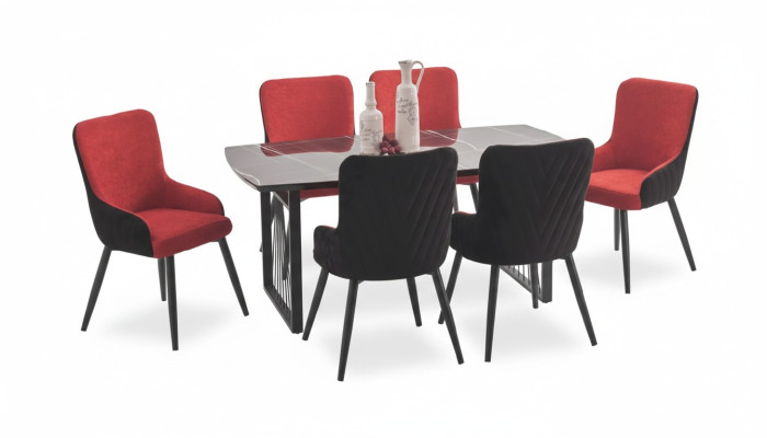Esstisch + 6x Stühle Essgruppe Esszimmer Set Sitzgarnitur Sitzgruppe Neu