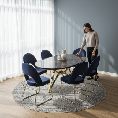 Essgruppe Moderne Stuhle Tisch Tische 7tlg. Esstisch 6 x Stühle Esszimmer Set