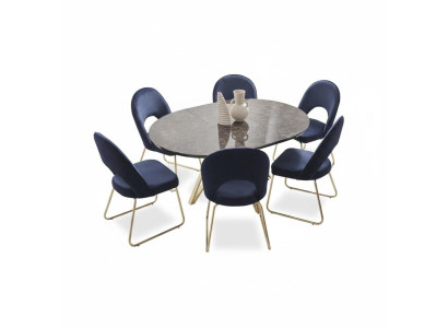 Essgruppe Moderne Stuhle Tisch Tische 7tlg. Esstisch 6 x Stühle Esszimmer Set