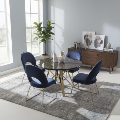 Luxus Esszimmer set Esstisch 4x Stühle Textil Essgruppe Modern Garnitur Neu