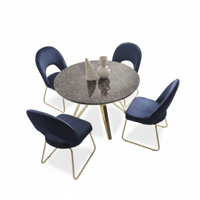 Luxus Esszimmer set Esstisch 4x Stühle Textil Essgruppe Modern Garnitur Neu