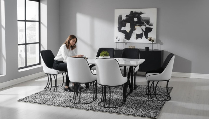 Esszimmer Set Garnitur Tisch 6x Stühle Design Modern Möbel Luxus Esstisch Neu