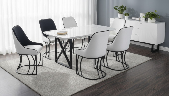 Esszimmer Set Garnitur Tisch 6x Stühle Design Modern Möbel Luxus Esstisch Neu