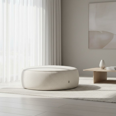 Weißer Luxus Polster Hocker Rundhocker Sitzmöbel Designer Stilvolle Möbel