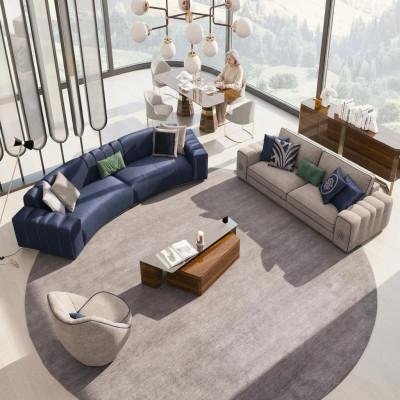 Wohnzimmer Set 4tlg Luxus Möbel Holz Couchtisch Modern Sofagarnitur Polstermöbel
