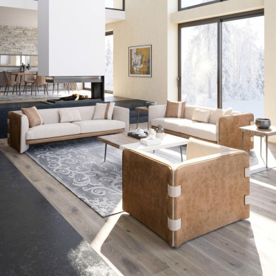 Luxus Sofa Set 2x Dreisitzer Sofas Couchen Modern Sessel Wohnzimmer Einrichtung