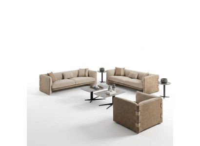Luxus Wohnzimmer Garnitur 7tlg Polstermöbel Dreisitzer Sofas Textil Sessel Neu