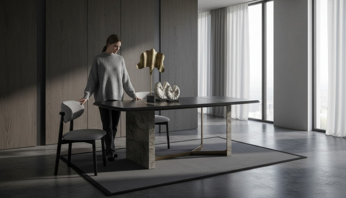  Esszimmer Set 5tlg. Schwarz Modern Design Esstisch mit 4x Stühle Luxus