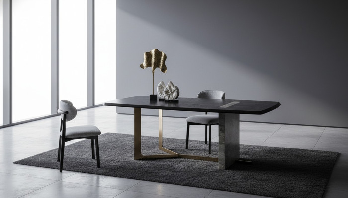  Esszimmer Set 5tlg. Schwarz Modern Design Esstisch mit 4x Stühle Luxus