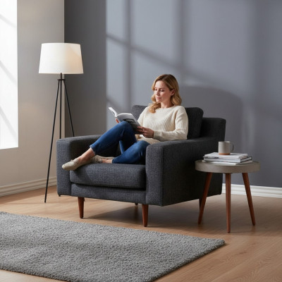 Graue Wohnzimmer Polstersessel Designer Einsitzer Luxus 1-Sitzer 2tlg