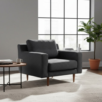 Graue Wohnzimmer Polstersessel Designer Einsitzer Luxus 1-Sitzer 2tlg
