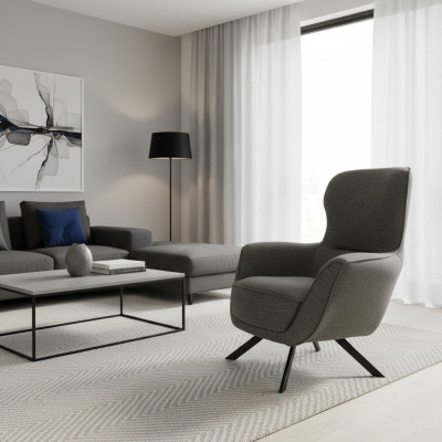 Grau Farbe Modern Design 1-Sitzer Sessel Stoff Textil Material Modern Design