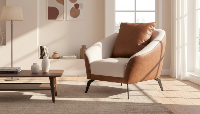 Luxuriöser Leder Sessel Moderner 1-Sitzer Lehnsessel Wohnzimmer Möbel