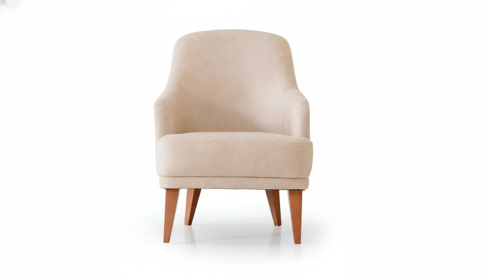 Beiger Ledersessel Wohnzimmer Lehnsessel Designer 1-Sitzer Möbel Neu