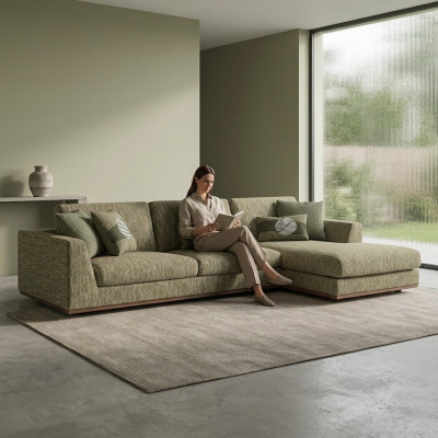 Grün Ecksofa L-Form Wohnzimmer Polstermöbel Modern Textil Sofa Couch