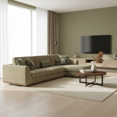 Grün Ecksofa L-Form Wohnzimmer Polstermöbel Modern Textil Sofa Couch