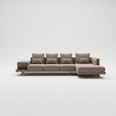 Wohnzimmer Set 3tlg Eck Garnitur Sofa Couch L-Form Holz Couchtisch