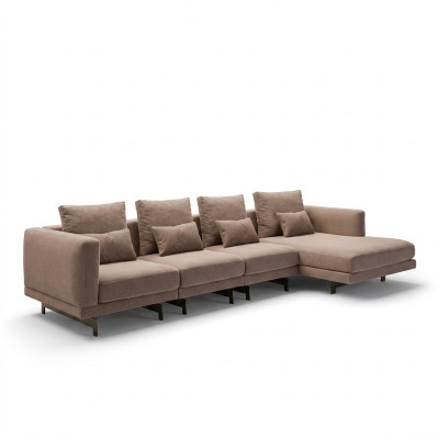 Beige Polstermöbel Luxus Eck Garnitur Ecksofa L-Form Designer Einrichtung
