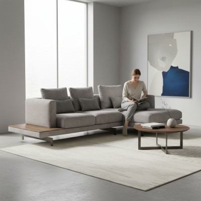 Wohnzimmer Garnitur Ecksofa L-Form Grau Sofa Couch Designer Polstermöbel