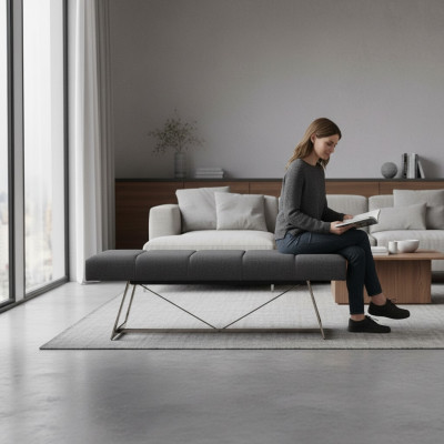 Designer Bank Polsterbank Modern Hocker Sitzmöbel Sitzbänke Stoff Neu Möbel