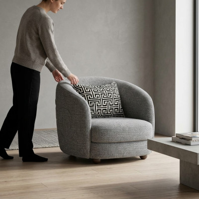 Grau Sessel Designer Sitzmöbel Polstermöbel Wohnzimmer Neu Sitz Einrichtung