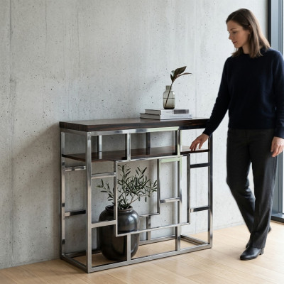 Konsolentisch Holz Tisch Edelstahl Konsole Luxus Wohnzimmer Design