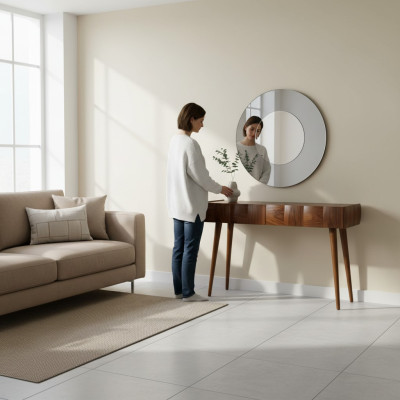 Konsolentisch mit Spiegel Modern Wohnzimmer Luxus Möbel Set Konsole