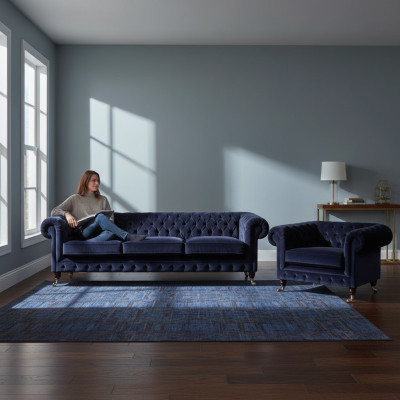 Wohnzimmer Set 2tlg Sofagarnitur Dreisitzer Sofa Sessel Einrichtung Chesterfield