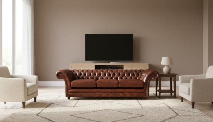 Dreisitzer Sofa Couch Einrichtung Chesterfield Polstersitz Leder Polstermöbel