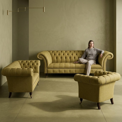 Sofagarnitur Komplett 3tlg Wohnzimmer Chesterfield Sofas Couch Textil Sessel