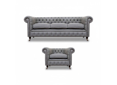 Sofagarnitur Couch Polster Chesterfield Design Sofa Dreisitzer Set Sessel