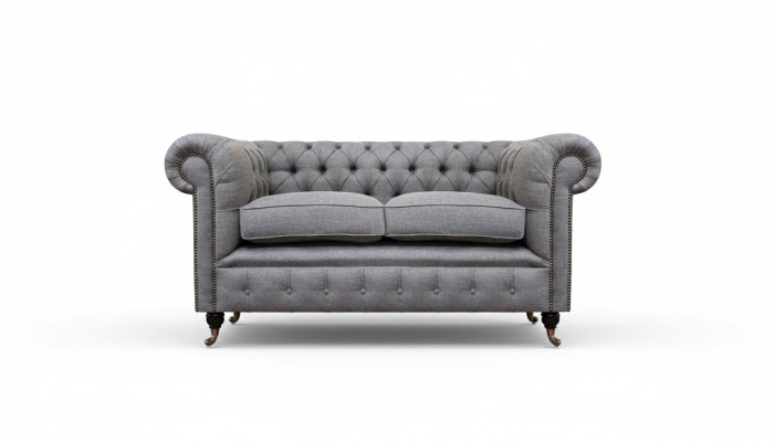Design Sofa Polster Couch Grau Luxus Textil Zweisitzer Sofas Chesterfield