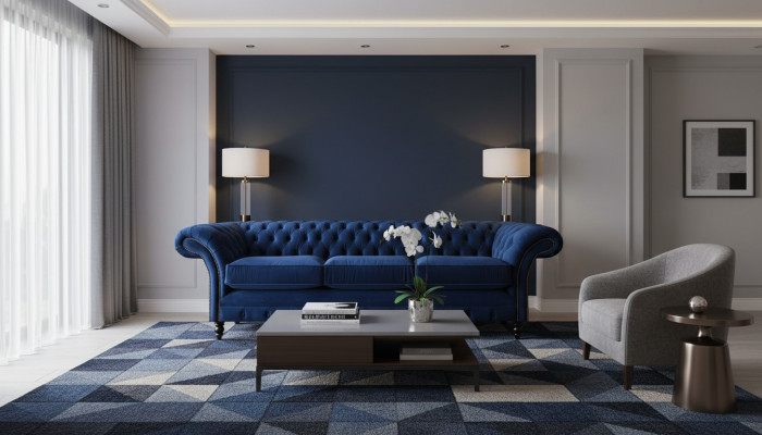 Chesterfield Luxus Sofa Dreisitzer Wohnzimmer Polster Stoff Textil Design Neu