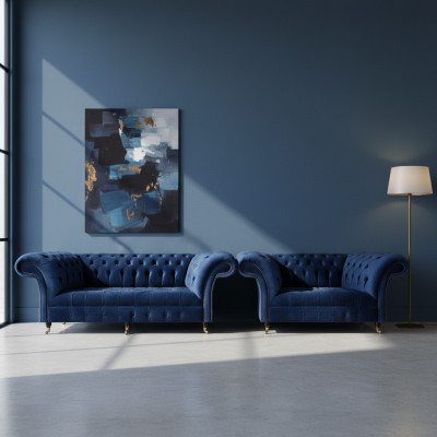 Chesterfield Set Dreisitzer Sofa Couch Einrichtung Sessel Wohnzimmer Neu