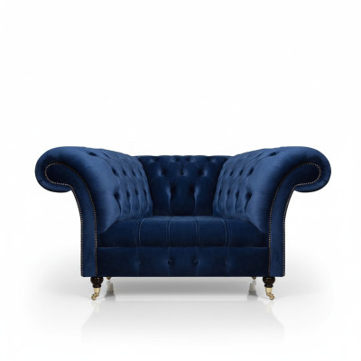 Luxus Blau Sessel Polstersitz Polstermöbel Wohnzimmer Neu Design Chesterfield
