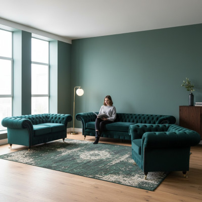 Wohnzimmer Luxus Einrichtung Komplett Sofas Couchen Chesterfield Polster 3+2+1