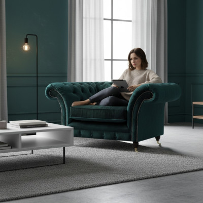 Grün Sessel Neu Wohnzimmer Möbel Polstersitz Chesterfield Polstermöbel