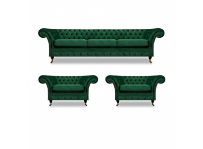 Grün Möbel Wohnzimmer Polstermöbel Chesterfield Set 3tlg 3+1+1 Einrichtung