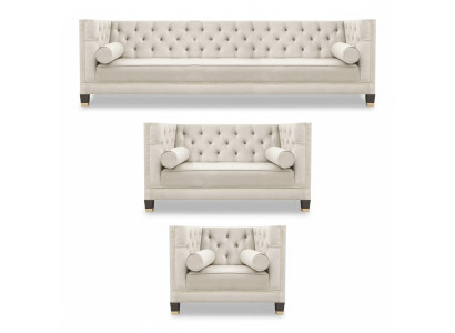 Polster Wohnzimmer Garnitur Designer Sofagarnitur Luxus Textil Sessel Neu