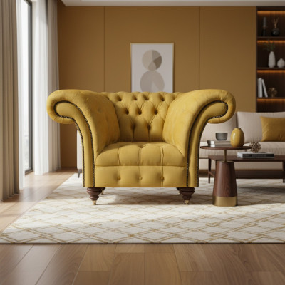Chesterfield Modern Sessel Luxus Design Wohnzimmer Sitz Möbel Textil Neu
