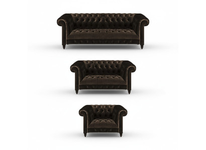 Stilvolle Chesterfield Braune Sofagarnitur Wohnzimmer Moderne Couchen