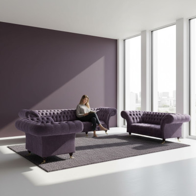 Chesterfield Lila Sitzmöbel Moderner 4-Sitzer Designer Zweisitzer Sessel