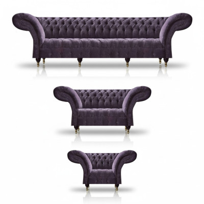 Chesterfield Lila Sitzmöbel Moderner 4-Sitzer Designer Zweisitzer Sessel