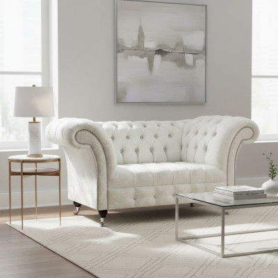 Chesterfield Wohnzimmer Couch Designer Weißes Zweisitzer Sofa Sitzmöbel