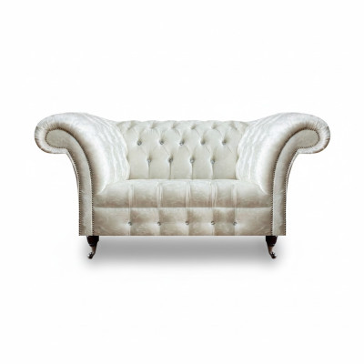 Chesterfield Wohnzimmer Couch Designer Weißes Zweisitzer Sofa Sitzmöbel