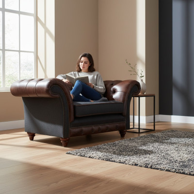 Chesterfield Braun-Grauer Sessel Wohnzimmer Einsitzer Moderne Edle Möbel