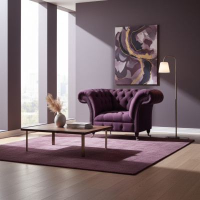 Chesterfield Lila Sessel Wohnzimmer Einsitzer Designer Edler Lehnsessel