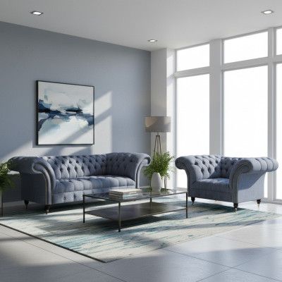 Wohnzimmer Chesterfield Sofas Designer Polster Garnitur 3-Sitzer 2-er